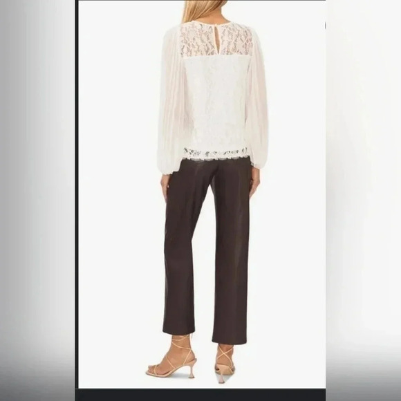 halogen‎ Medium Pleated Sleeve Lace Blouse in New Ivory - Picture 2 of 7